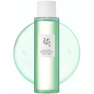 Beauty of Joseon Green Plum Refreshing Toner in a clear bottle, showcasing its light, hydrating formula for skin refreshment.