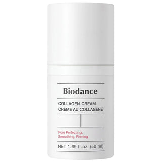 Biodance Pore Tightening Collagen Cream in 50mL jar, smooth cream texture for skin tightening and pore refinement.