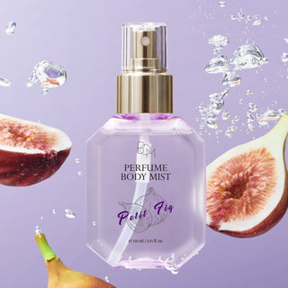 BOM Petit Fig Perfume Body Mist 110ml bottle with a sleek design and label, showcasing the refreshing fragrance.