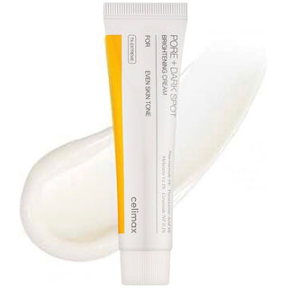 CELIMAX Pore+Dark Spot Brightening Cream 35ml jar showcasing smooth cream texture and brightening skincare benefits.