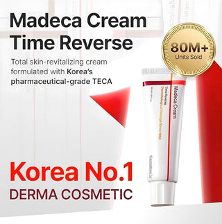 Centellian24 Madeca Cream Time Reverse 50ml jar with white and gold packaging, shown open revealing the cream inside.