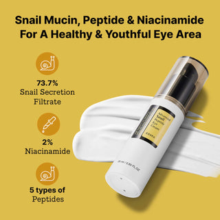 CosRx Advanced Snail Peptide Eye Cream in 25ml jar, featuring nourishing eye treatment with snail mucin and peptides for skin hydration