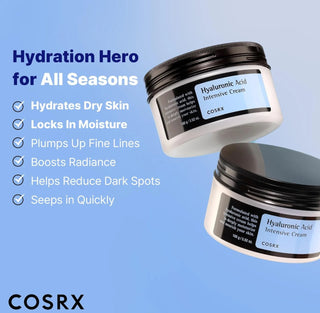 CosRX Hyaluronic Acid Intensive Cream in a jar, facial cream with hydrating formula for smooth, moisturized skin
