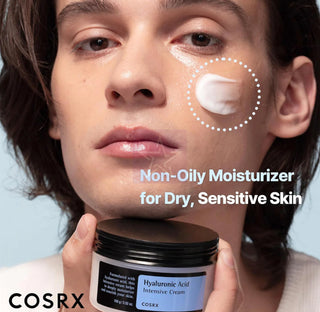 CosRX Hyaluronic Acid Intensive Cream facial cream in a jar, showcasing its smooth, hydrating formula for skin nourishment