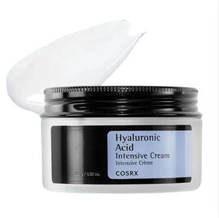 CosRx Hyaluronic Acid Intensive Cream for face, moisturizing facial cream with hydrating hyaluronic acid in a white jar