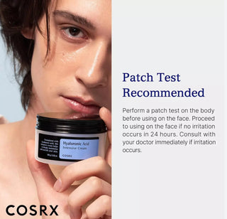 CosRX Hyaluronic Acid Intensive Cream facial cream in a jar, showing the product packaging and texture for deep hydration and skin nourishment.