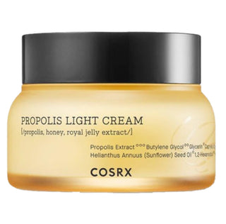 COSRX Full Fit Propolis Light Cream moisturizer in a jar, featuring a lightweight, nourishing formula with propolis for healthy skin.