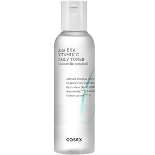 CosRx AHA BHA Vitamin C Daily Toner in 150ml bottle showing clear liquid and minimalist label design.