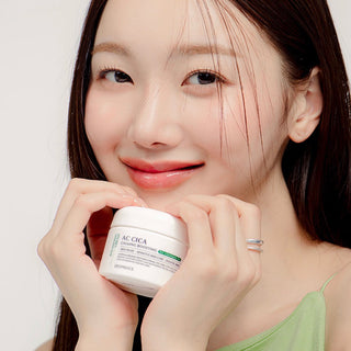 Deoproce AC Cica calming boosting balancing cream in a 50g jar, designed for soothing and balancing skin.