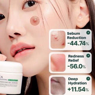 Deoproce AC Cica Calming Boosting Balancing Cream 50g, soothing skincare cream for sensitive skin with calming ingredients.