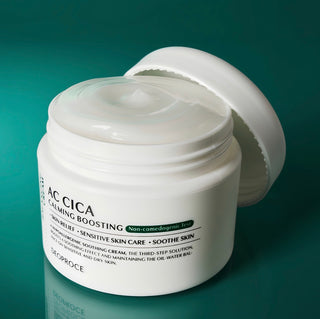 Deoproce AC Cica calming boosting balancing cream in a 50g jar, designed for soothing and skin balancing.