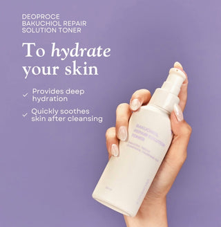 Deoproce Bakuchiol Line 5-piece skincare set including cleansers, serums, and moisturizers with natural ingredients.