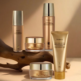 Deoproce Snail Galac Line 5-piece skin care set with creams and serums for nourishing and hydrating skin.