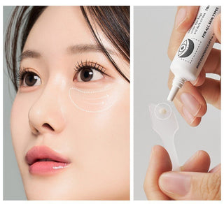 Dr.Melaxin Eyphalt Eye Cream for eye bags, 10ml, with a tube and applicator, designed to reduce puffiness and dark circles.