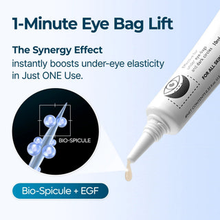 Dr.Melaxin Eyphalt eye cream for eyebags in a 10ml tube, designed to reduce puffiness and brighten the under-eye area.