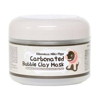 Elizavecca Milky Piggy Carbonated Bubble Clay Mask in a 100g jar, showing the face mask with a bubbly, foamy texture.