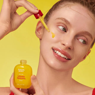 Eqqualberry Vitamin Illuminating Serum 30mL bottle showing a sleek glass container with a dropper cap and bright label design.