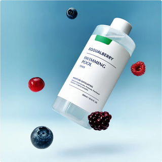 Eqqualberry swimming pool toner in a 155ml bottle, designed to maintain clear and balanced pool water.