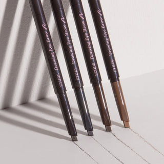 Etude Drawing Eye Brow pencil in 0.25g, featuring a natural eyebrow shape with precise application and soft brow color.