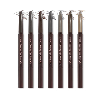 Etude Drawing Eye Brow pencil in 0.25g with a sharpened tip, showcasing natural eyebrow color and precise application on a neutral background.