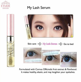 Etude My Lash Serum 9g, a clear lash serum in a sleek tube, designed to enhance and nourish natural eyelashes.