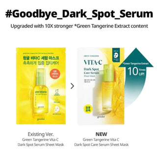 Goodal Green Tangerine Vita C face mask sheet for dark spot care, featuring brightening serum and vibrant citrus ingredients.