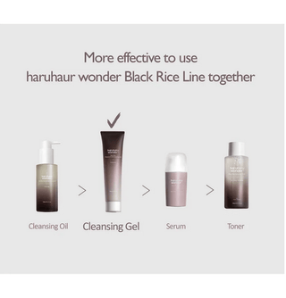 Haruharu Wonder Black Rice Moisture 5.5 Soft Cleansing Gel in 100mL tube, showing the product packaging and branding.