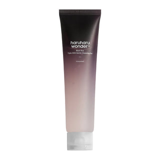 Haruharu Wonder Black Rice Triple AHA Gentle Cleansing Gel in a 100mL tube, unscented, with black rice ingredients for Korean skincare.