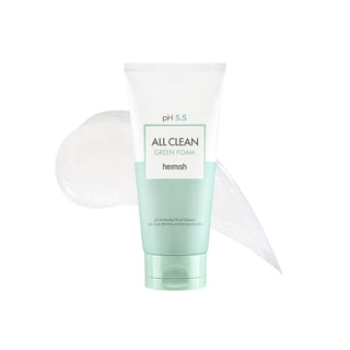 Heimish All Clean Green Cleansing Foam in 150g tube, showing the green and white packaging with foam texture.