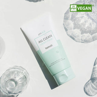 Heimish All Clean Green Cleansing Foam 150g in a white tube with green accents, ready for gentle facial cleansing.