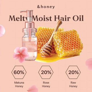 &HONEY Vicrea Melty Moist Repair Hair Oil in a 136g bottle, showing the nourishing hair oil with a sleek packaging design.