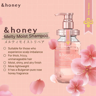 &HONEY Vicrea Melty Moist Repair Shampoo bottle, gentle hair shampoo for nourishing and repairing dry, damaged hair.