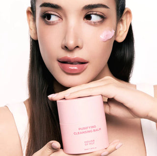 House of Hur Purifying Cleansing Balm in a 50mL jar, with a smooth, creamy texture and minimalist packaging.