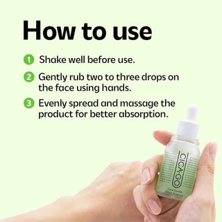 ISOI Cicago Cica Double Effect Ampoule 30mL in a clear glass bottle with a dropper cap, showcasing smooth, transparent liquid.