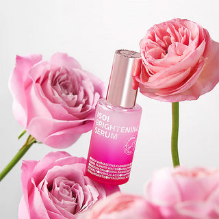 ISOI Brightening Serum in 35mL bottle, clear glass container with dropper, showcasing smooth, lightweight skincare formula.