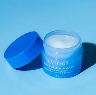 Laneige Water Sleeping Mask EX moisturizer in 15ml sample jar, hydrating skincare product for overnight use.