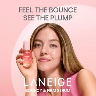 Mini sample of Laneige Bouncy & Firm Serum, showcasing the small vial with the serum inside and the product label.