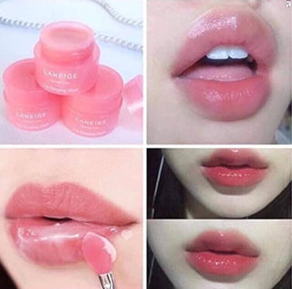 Laneige Lip Sleeping Mask EX in pink, a hydrating overnight lip treatment in a small jar.