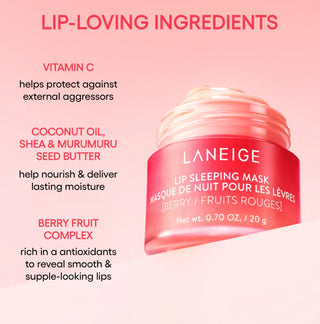 Laneige Lip Sleeping Mask EX in pink, a hydrating overnight lip mask in a small jar, designed for soft, smooth lips.