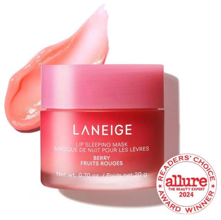 Laneige Lip Sleeping Mask EX in pink, a nourishing overnight lip treatment in a small jar with pink packaging.