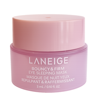 Laneige Bouncy & Firm Eye Sleeping Mask mini sample jar with applicator, designed for hydrating and firming the eye area.
