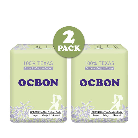 OCBON Ultra Thin Sanitary Pads 2-Pack  (Large, 28cm, 28 Counts)