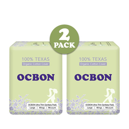 OCBON Ultra Thin Sanitary Pads 2-Pack  (Large, 28cm, 28 Counts)