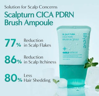 Lilyeve Scalp Turn Cica PDRN Brush Ampoule 100ml bottle with applicator brush for scalp treatment and soothing care