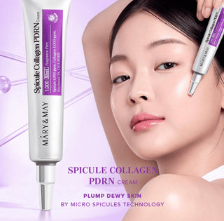 Mary&May Spicule Collagen PDRN 1000 Shot cream jar, close-up of the 15g container with product label visible.