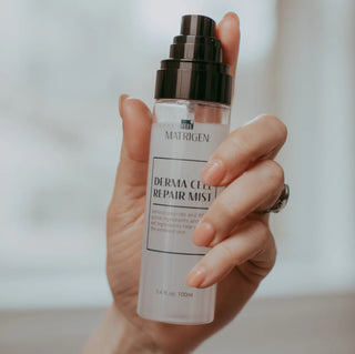 Matrigen Derma Cell Repair Mist face mist with a clear spray bottle, designed to hydrate and soothe skin.
