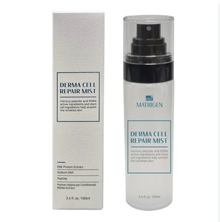Matrigen Derma Cell Repair Mist face mist in a sleek spray bottle, designed to hydrate and soothe skin.