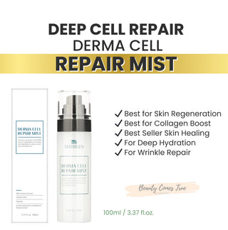 Matrigen Derma Cell Repair Mist in a spray bottle, hydrating face mist with a clear liquid, designed for skin rejuvenation and hydration.