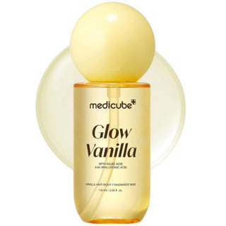 Medicube Vanilla Hair and Body Fragrance Mist in a 100mL spray bottle, featuring a sleek design and vanilla scent.