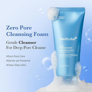 Medicube Zero Foam Cleanser in a 120g tube, showing the cleansing foam product with packaging and branding visible.